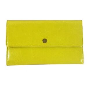 ABAS Lime Green & Purple Leather Travel Wallet Organizer Clutch 9”x 5.5”